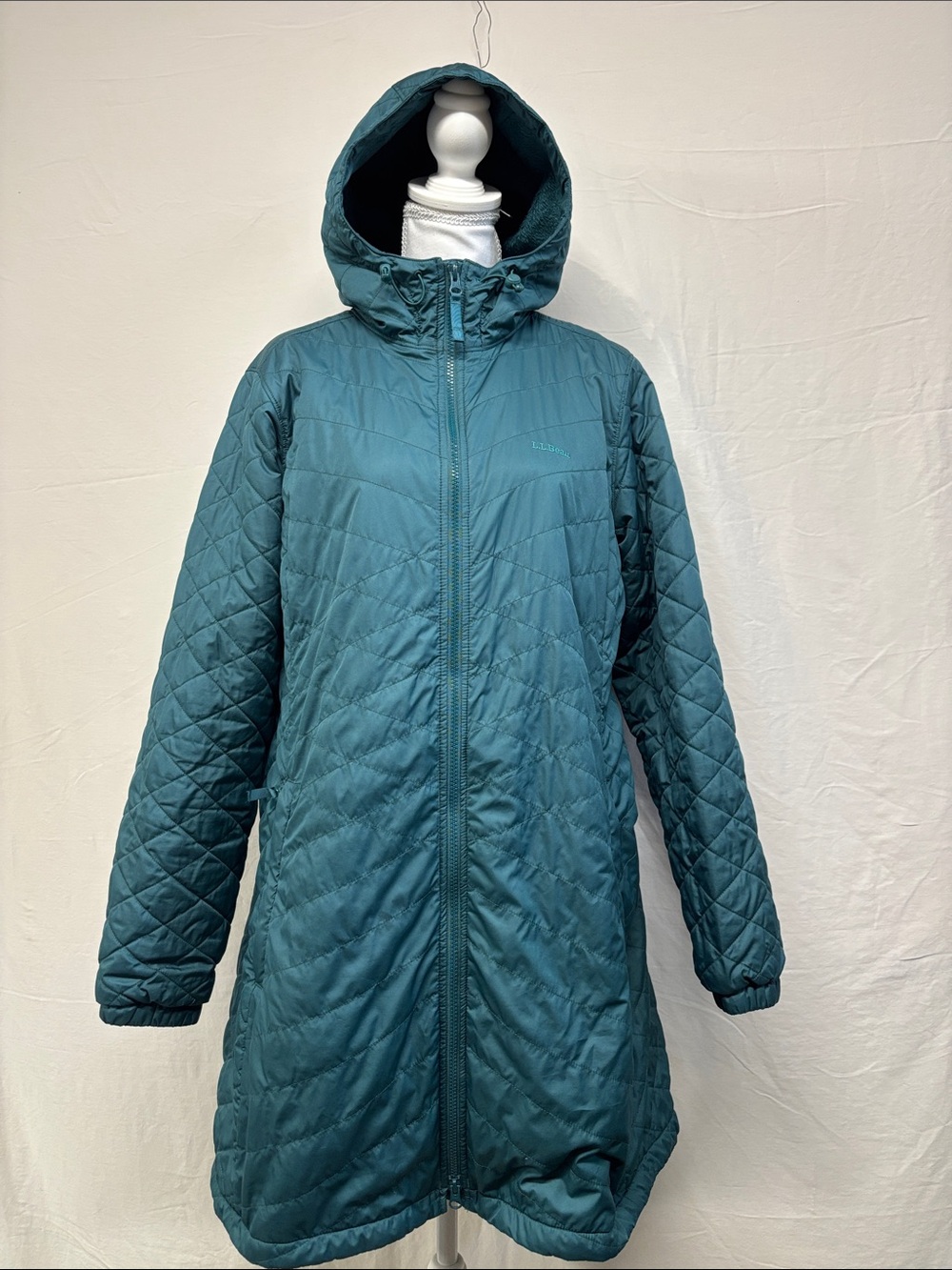 L.L. Bean Teal Quilted Hooded Puffer Coat